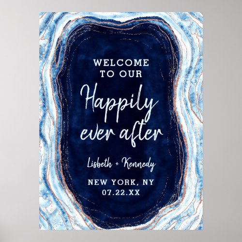 Sapphire Geode Happily Ever After Reception Sign