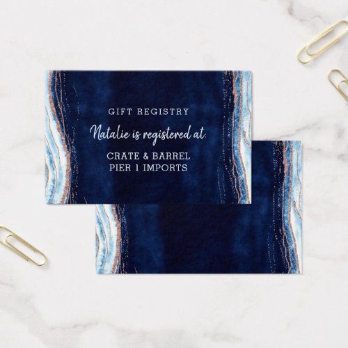 Sapphire Geode Shower Gift Registry Insert Card