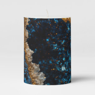 Sapphire Geode Stone Candle with Gold Border.