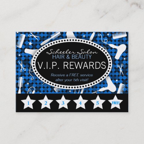 Sapphire Glam Custom Salon Loyalty Punch Card Business Card