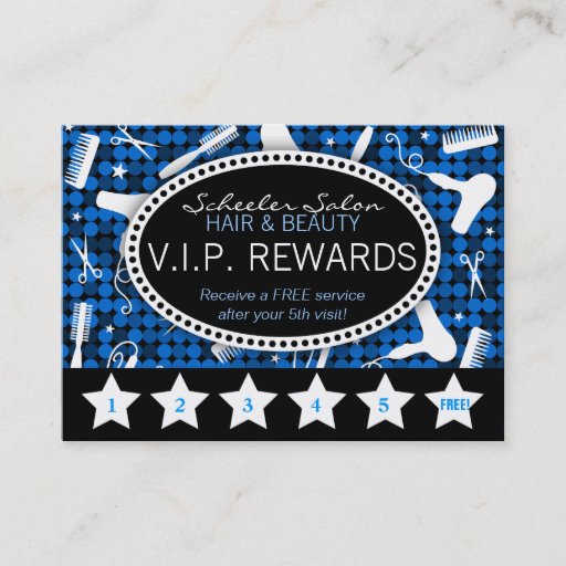 Customizable Sapphire Glam Custom Salon Loyalty Punch Card Business Card