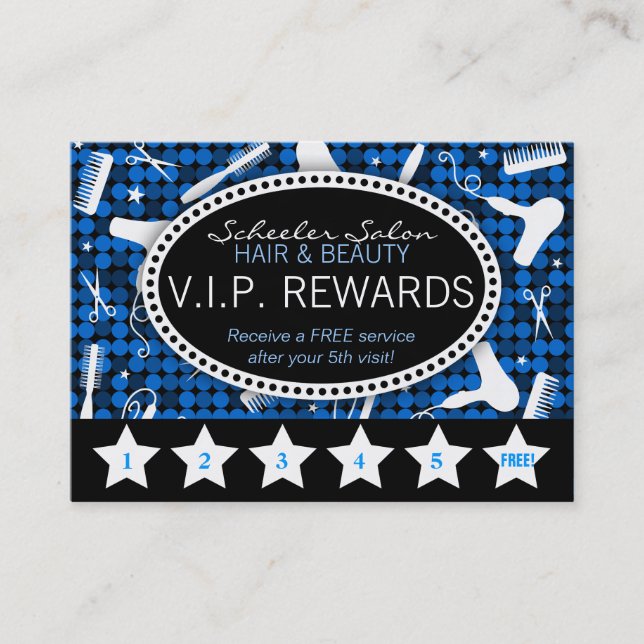 Sapphire Glam Custom Salon Loyalty Punch Card (Front)