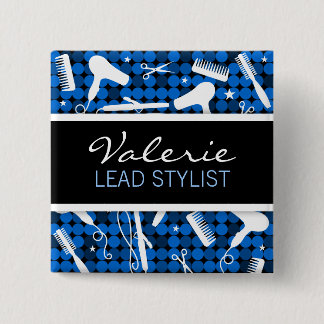 Sapphire Glam Hair Salon Name Badge Pinback Button