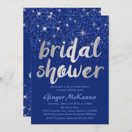 Sapphire Glitter Bridal Shower Invitations