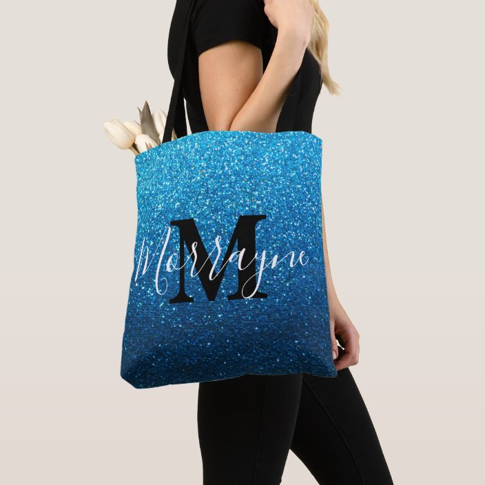 blue sparkly bag