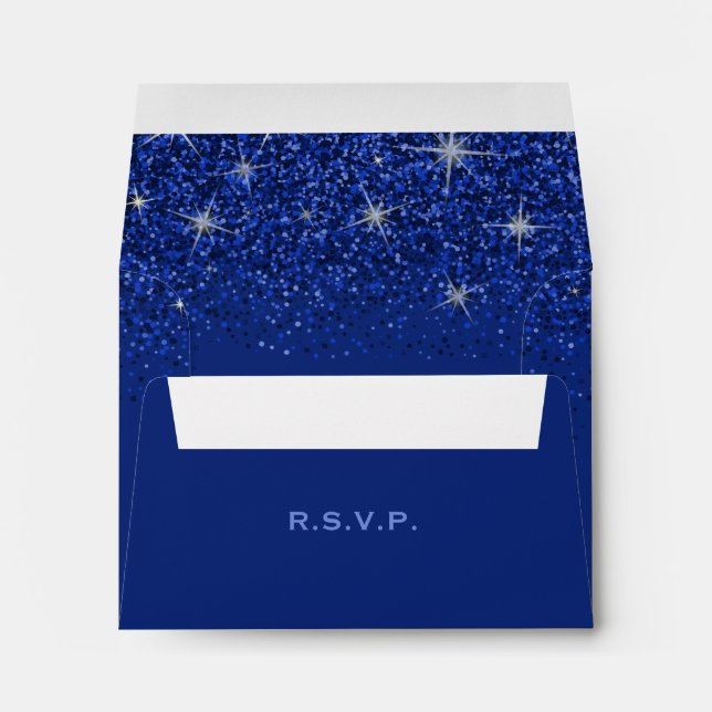Sapphire Glitz Glitter Wedding, Response Envelope (Back (Bottom))
