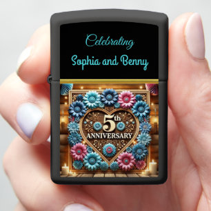 Sapphire Glow: 5th Anniversary Reflection Zippo Lighter