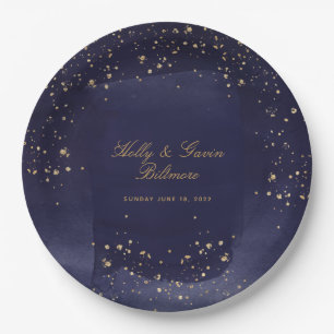 Sapphire & Gold Wedding 9 Inch Dinner Paper Plates
