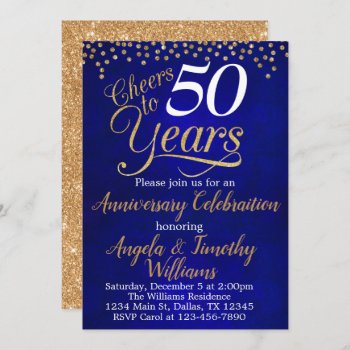 Sapphire Gold Wedding Anniversary Invitation by PerfectPrintableCo at Zazzle