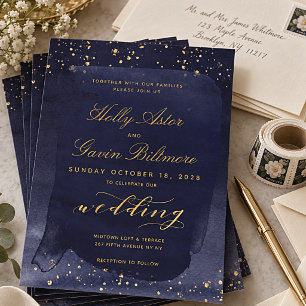 Sapphire & Gold Wedding Invitation Suite