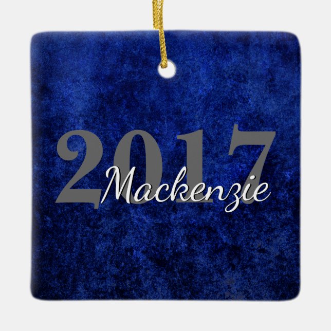 Sapphire Grad | Blue Royal Cobalt Azure Year Ceramic Ornament (Front)