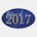 Sapphire Grad | Blue Royal Cobalt Azure Year Oval Sticker at Zazzle