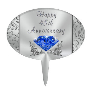 Sapphire Happy 45th Anniversary Cake Topper Pick