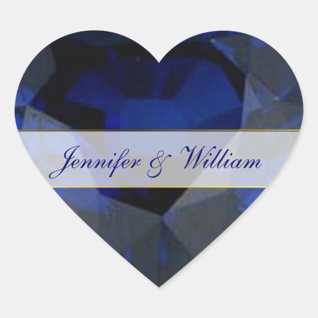 Sapphire Heart Custom Wedding Sticker (Front)