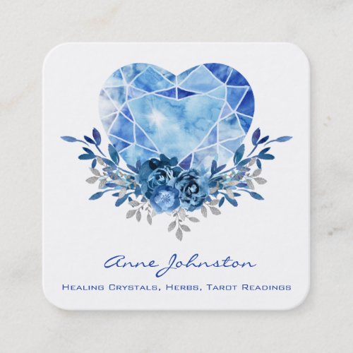 Sapphire Heart Square Business Card