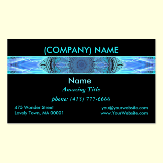 Sapphire Ice Flame, Crystal Wheel, Aqua Blue Black Double-Sided Standard Business Cards (Pack Of 100)