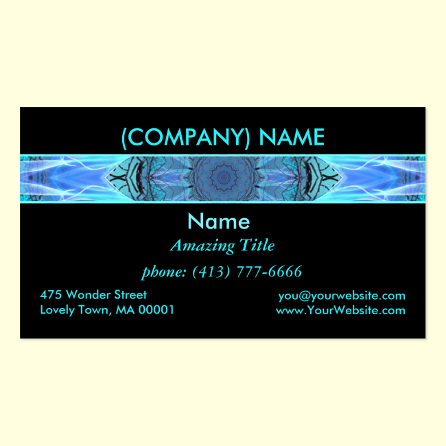 Sapphire Ice Flame, Crystal Wheel, Aqua Blue Black Double-Sided Standard Business Cards (Pack Of 100)