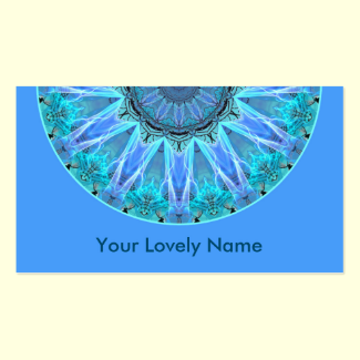 Sapphire Ice Flame Crystal Wheel Aqua Blue Mandala Double-Sided Standard Business Cards (Pack Of 100)