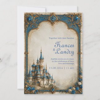 Sapphire Jewel Castle Wedding Invitation
