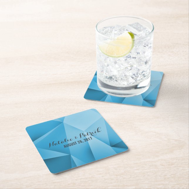 Sapphire Jewel Tones Wedding Paper Coasters (Insitu)