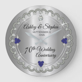 Sapphire Jubilee Diamonds 70th Wedding Anniversary Large Clock
