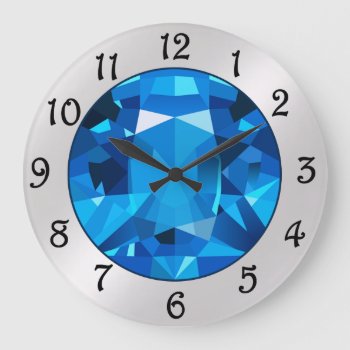 Sapphire Large Clock by KRStuff at Zazzle