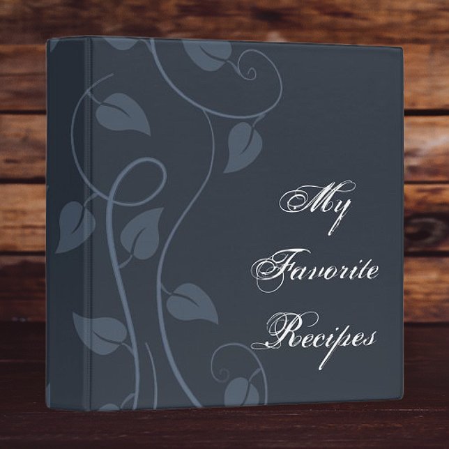 Sapphire Leafy Swirl Recipe Book 3 Ring Binder (Sapphire Leafy Swirl Recipe Book Binder)
