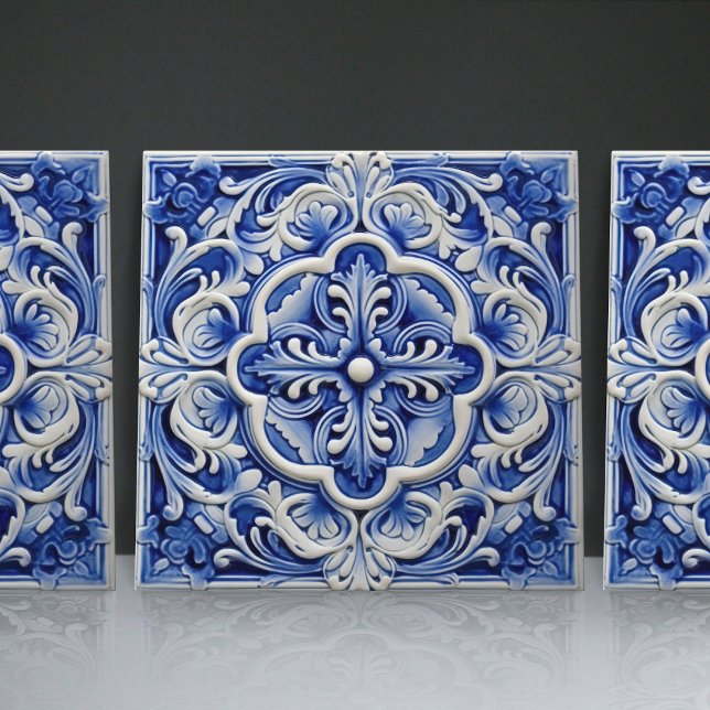 Sapphire Lisbon Patterned Ceramic Design Ceramic Tile (Creator Uploaded)