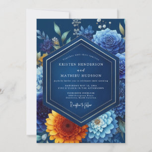 Sapphire Luminous Flora Wedding Invitation
