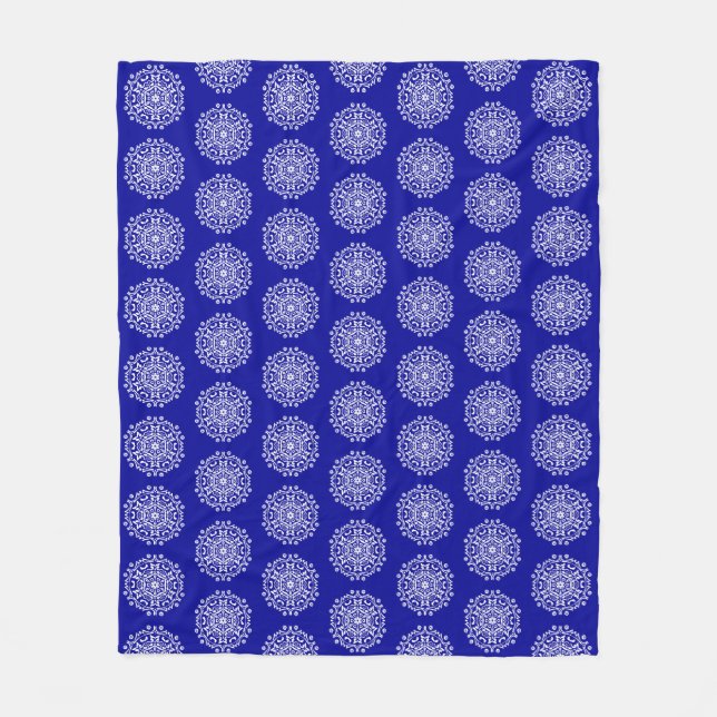 Sapphire Mandala Fleece Blanket (Front)