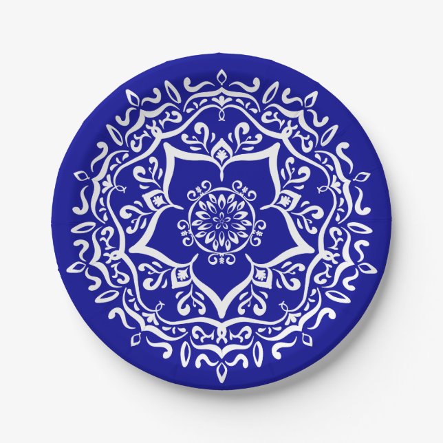 Sapphire Mandala Paper Plates (Front)