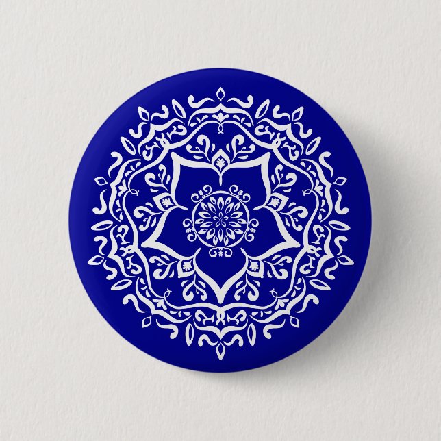 Sapphire Mandala Pinback Button (Front)