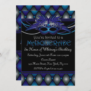 Sapphire Masquerade Party Invitations