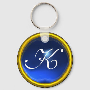 SAPPHIRE  MONOGRAM ,blue yellow Keychain