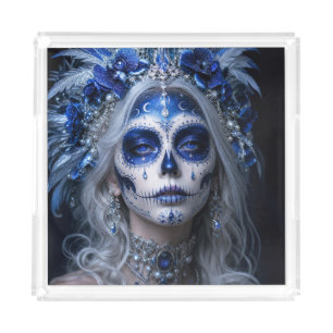 Sapphire Moon Calavera – Blue Celestial Acrylic Tray