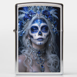 Sapphire Moon Calavera – Blue Celestial Day of the Zippo Lighter