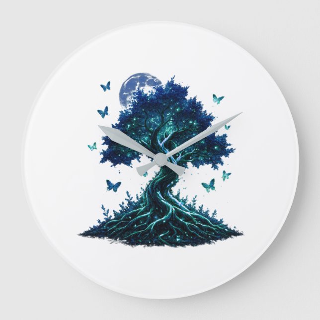 Sapphire Moon Tree Wall Clock (Front)