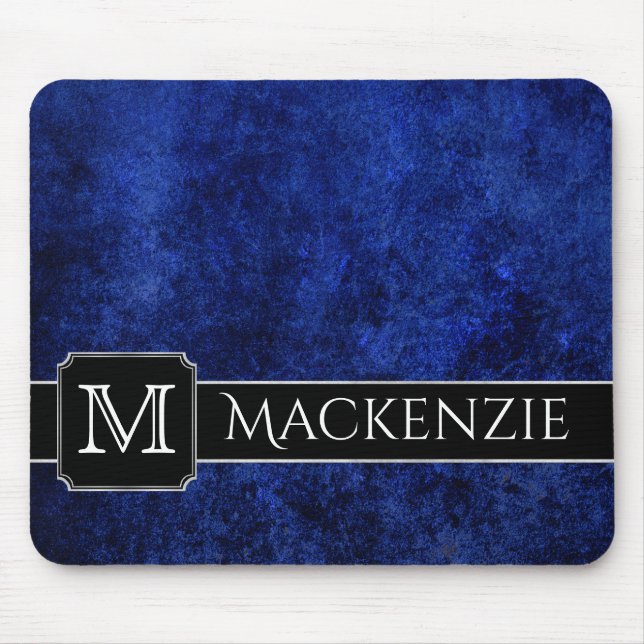 Sapphire Office | Name Azure Royal Cobalt Blue Mouse Pad (Front)