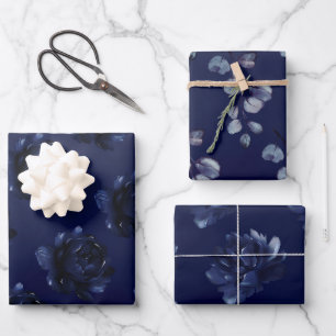 Sapphire Peony Wedding Wrapping Paper Sheets