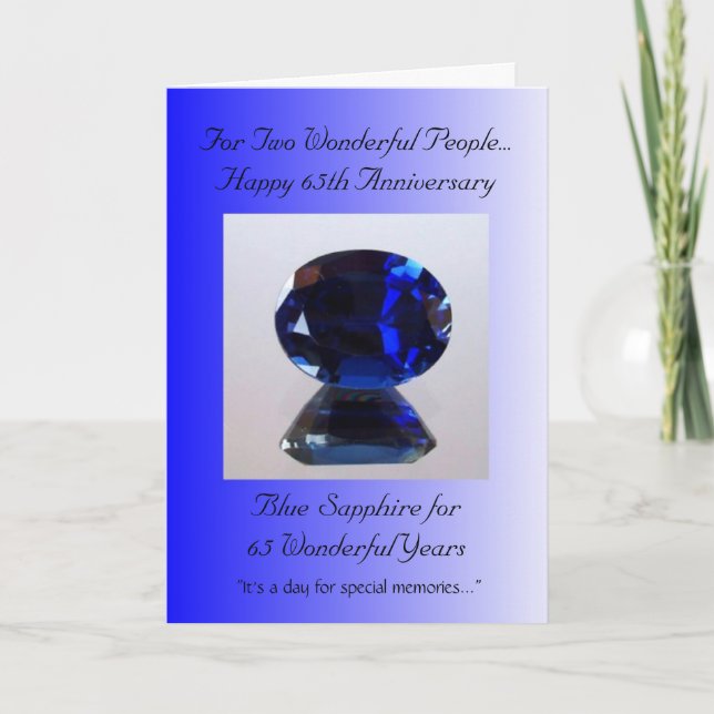 Sapphire Personalised 65th Wedding Anniversary Card (Front)