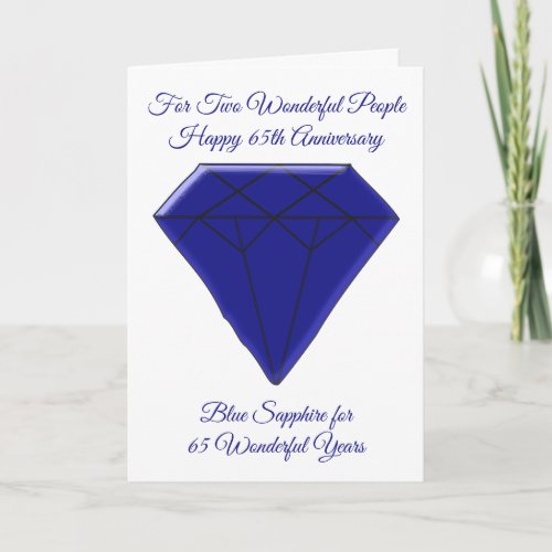 Sapphire Personalised 65th Wedding Anniversary Card