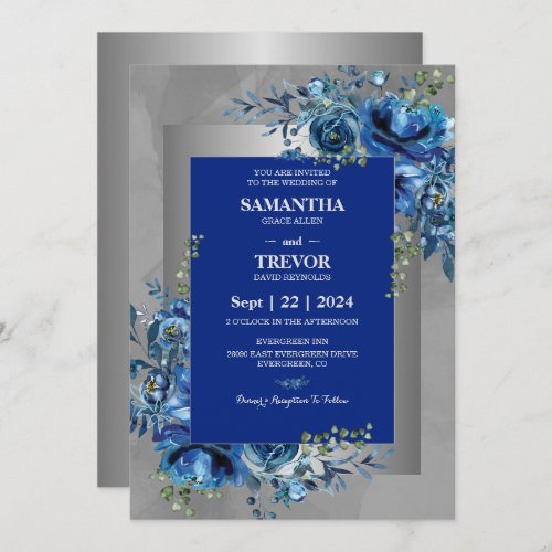 Sapphire Petals A Silver Celebration of Love  Invitation