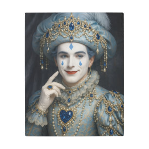 Sapphire Pierrot Luxury Portrait Metal Wall Art