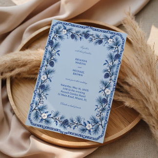 Sapphire Pine Garland On Sky Invitation