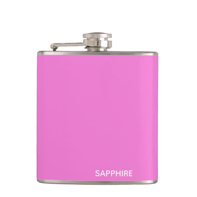 Sapphire pink color name flask (Front)