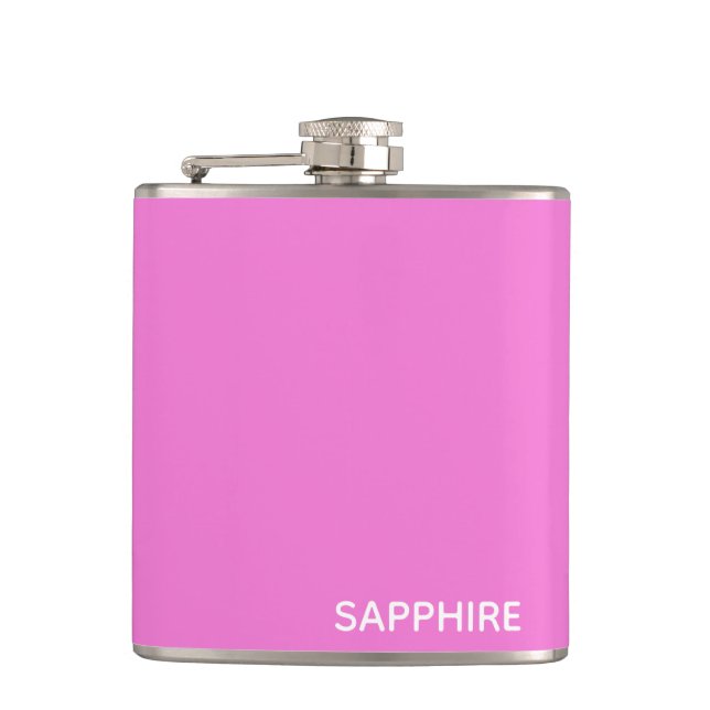 Sapphire pink color name flask (Front)
