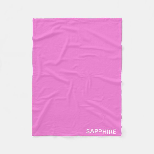 Sapphire pink color name fleece blanket (Front)