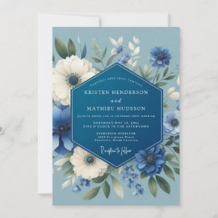 Sapphire Poetic Bloom Wedding Invitation
