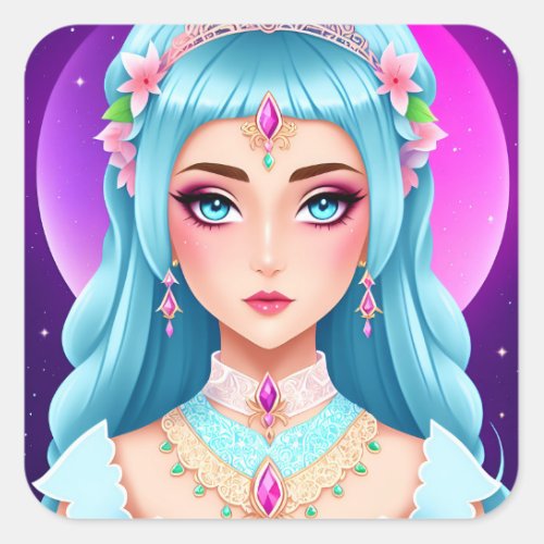 Sapphire Princess Portrait Sticker Design