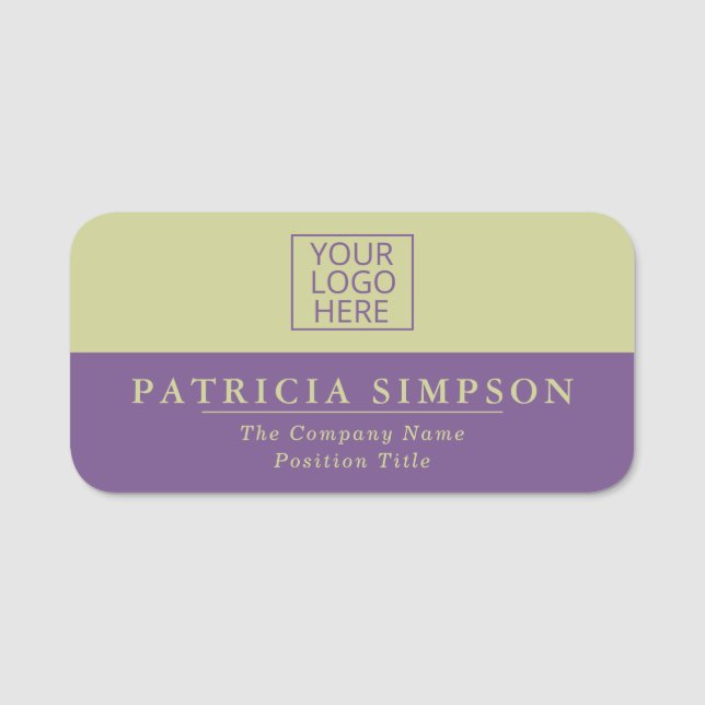 Sapphire Purple Pale Green Understated Elegance Name Tag (Front)